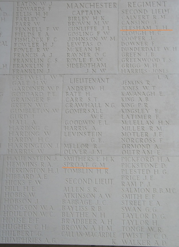 Section of Panel 13C at Thiepval Memorial
