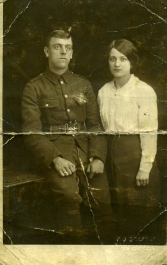 Frank Dunn with his new wife. This photo was carried in his tunic during his time on the Somme.