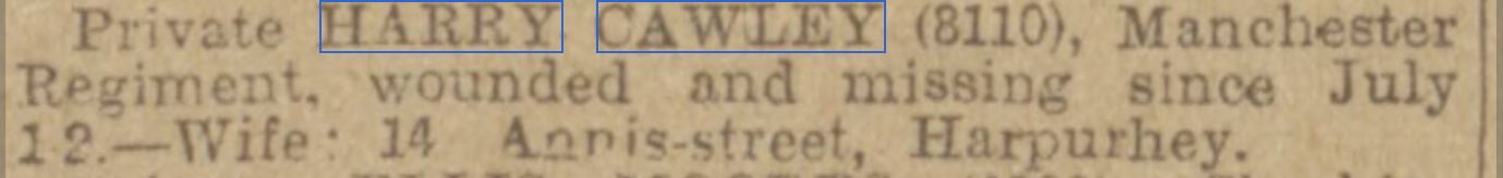Cawley H Manchester Evening News 04 September 1916