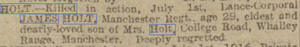 Holt J Manchester Evening News 17 July 1916